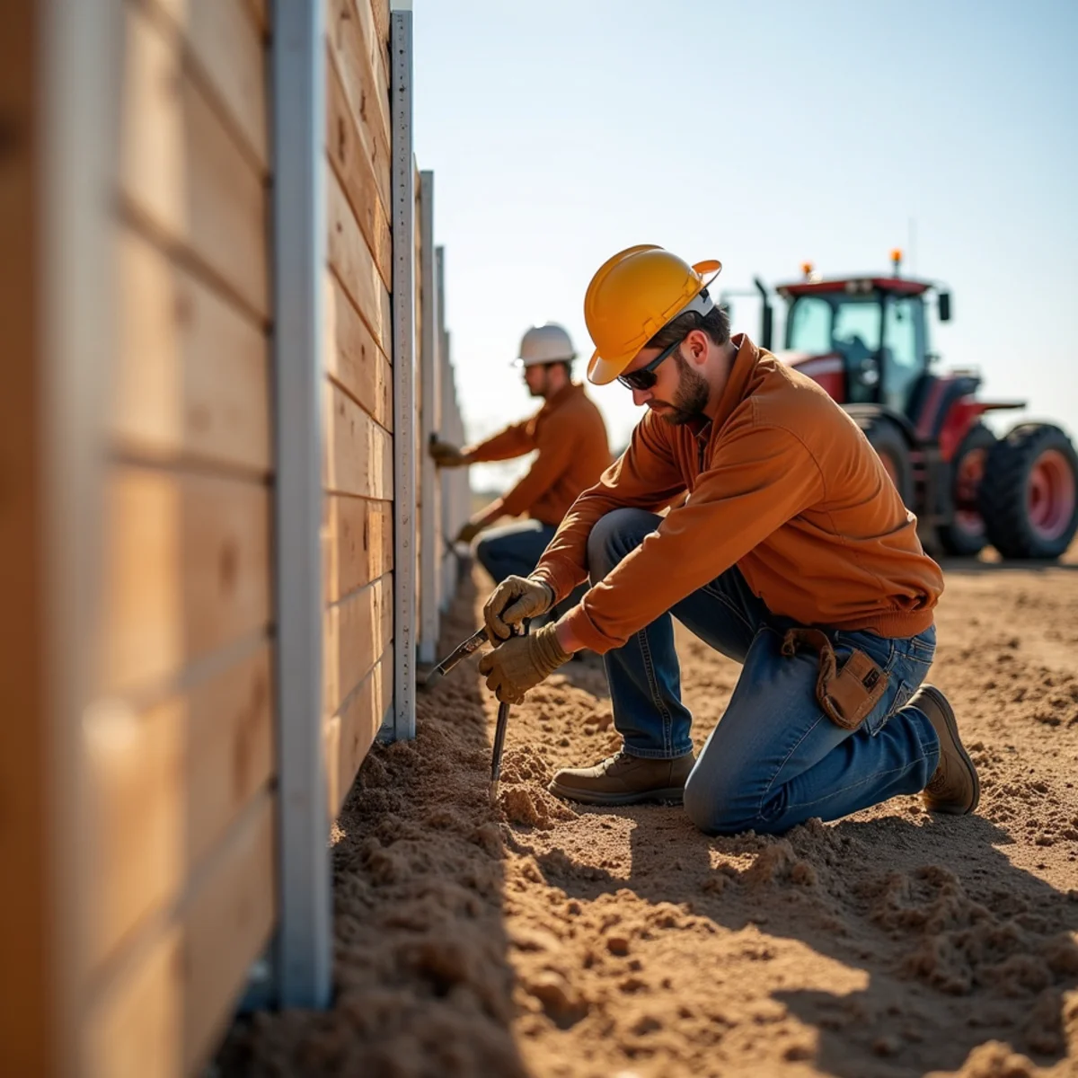Skilled crew installing aluminum fence with precision laser alignment