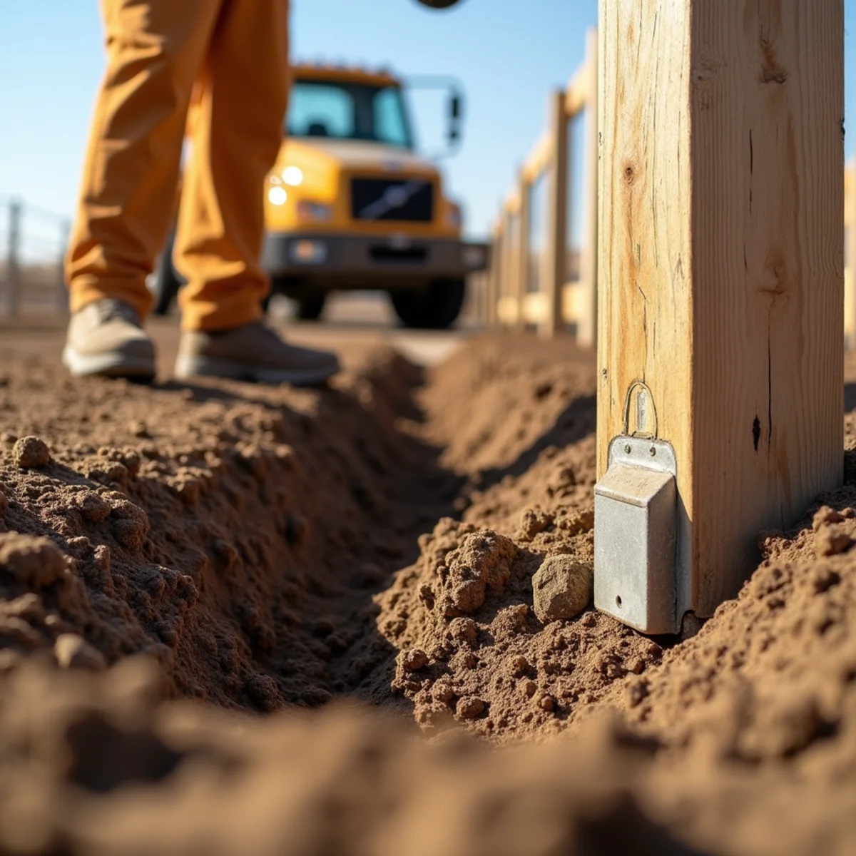 Deep concrete post footing excavation in Cottonwood Falls Kansas soil