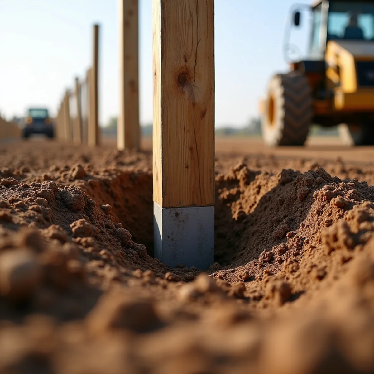 Deep concrete post footing excavation in Fredonia Kansas soil