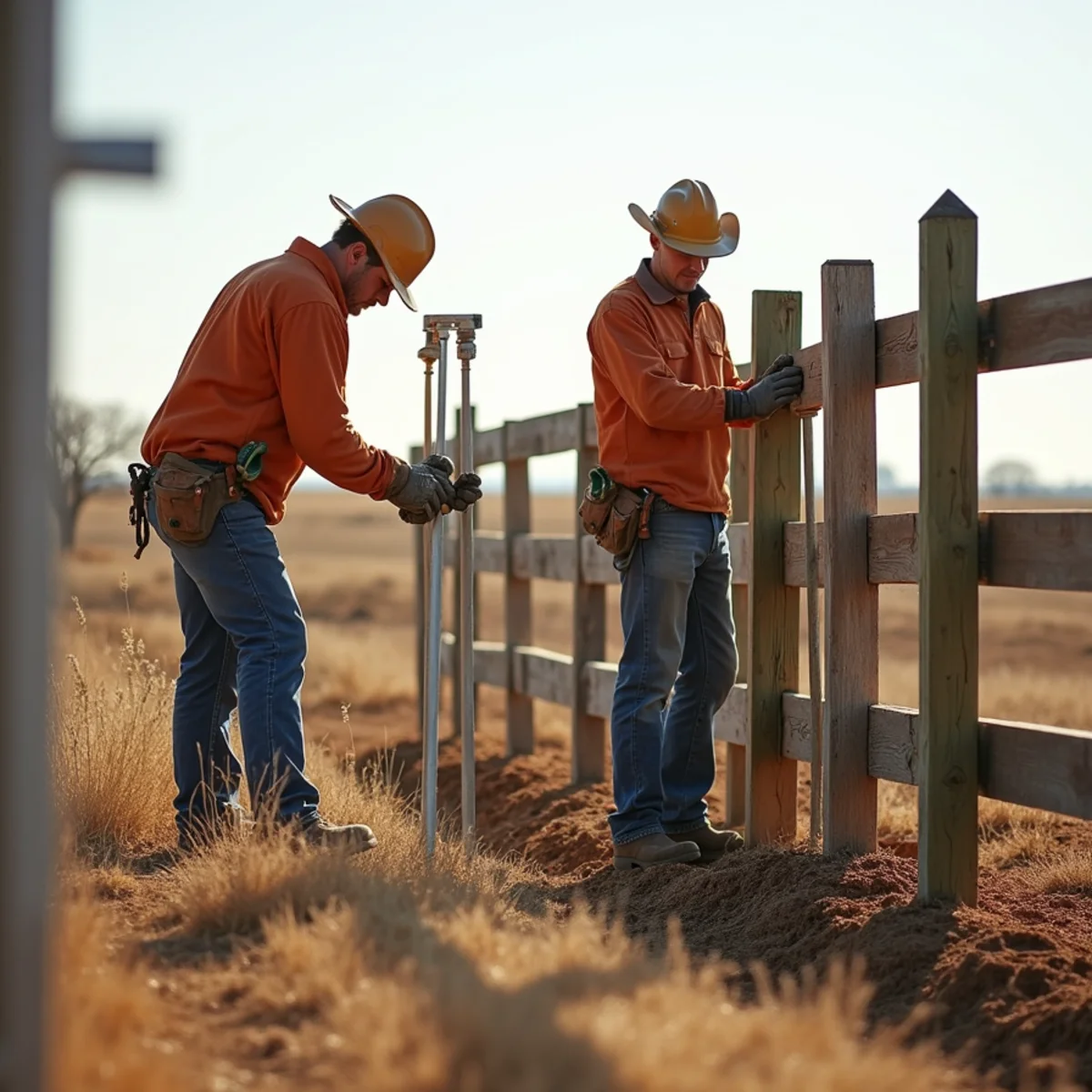 Skilled crew installing gates & gate openers with precision laser alignment