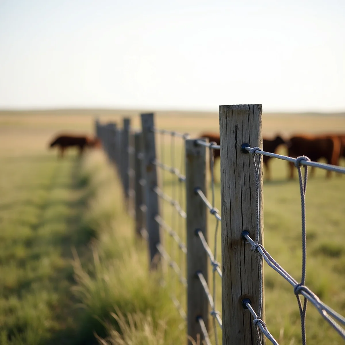 Heavy-duty welded steel pipe and cable ranch fence Flint Hills