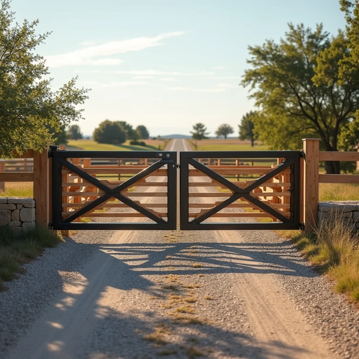 Solar-powered automatic driveway gate system for rural property Kansas