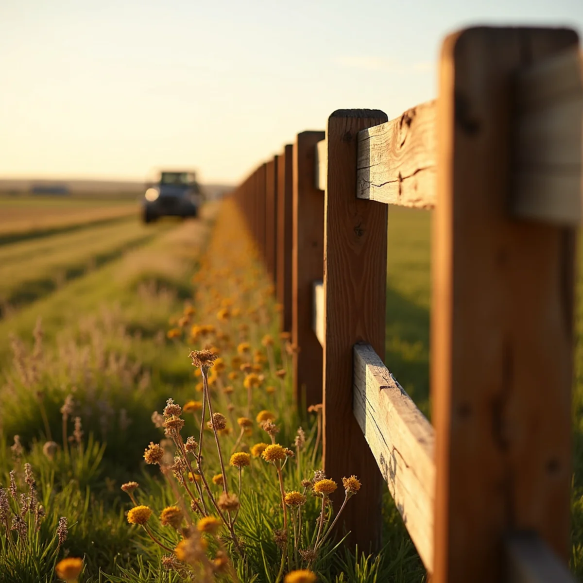 Cedar split rail fence along rural acreage in East-Central Kansas