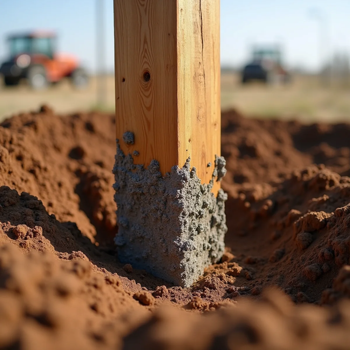 Deep concrete post footing excavation in Iola Kansas soil