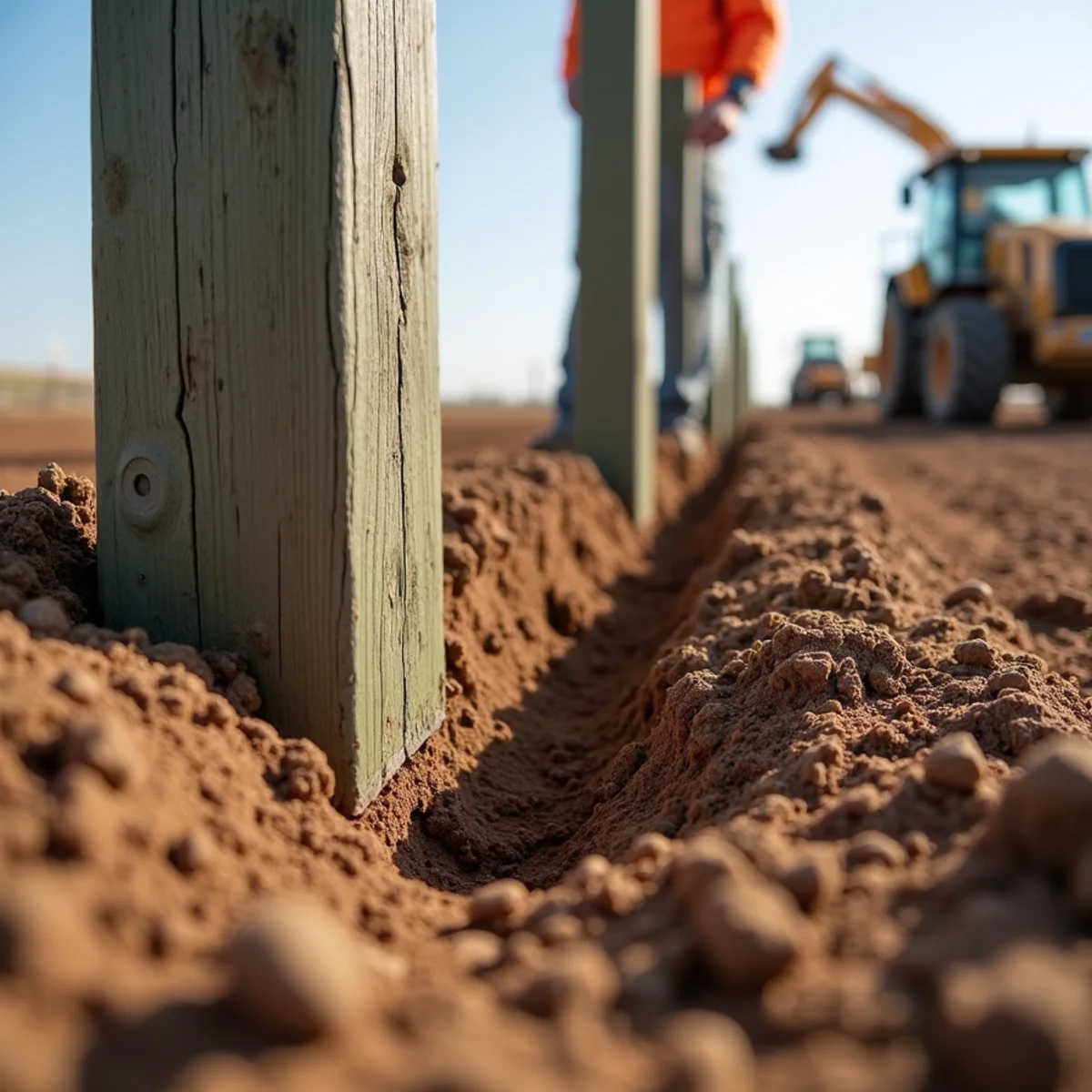 Deep concrete post footing excavation in Lyndon Kansas soil