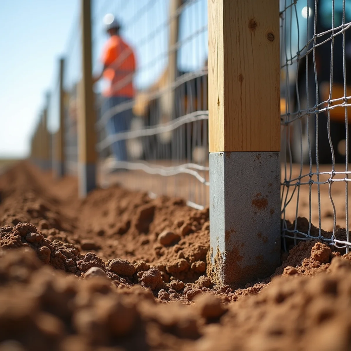 Deep concrete post footing excavation in Neosho Rapids Kansas soil
