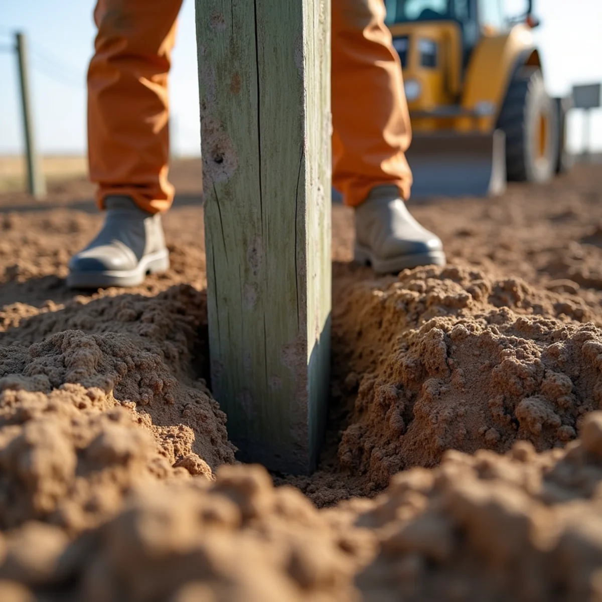 Deep concrete post footing excavation in Osage City Kansas soil