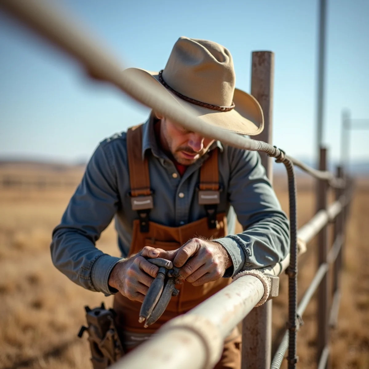 Professional technician technique and proper fasteners for Pasture Fence Inspection Before Spring Turnout