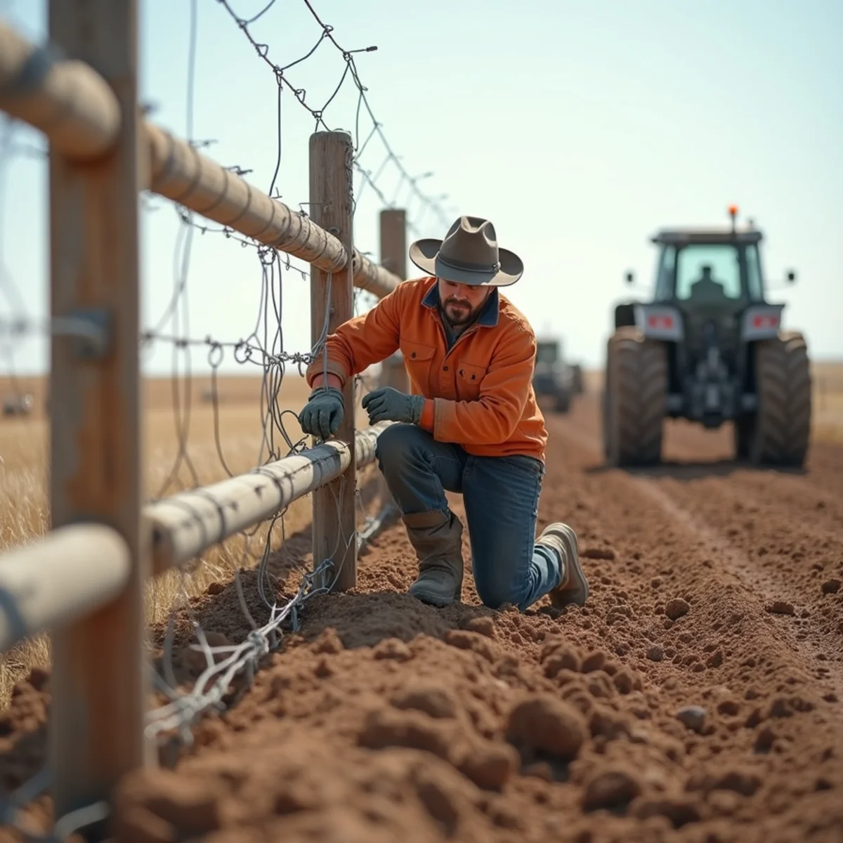 Skilled crew installing pipe fence with precision laser alignment