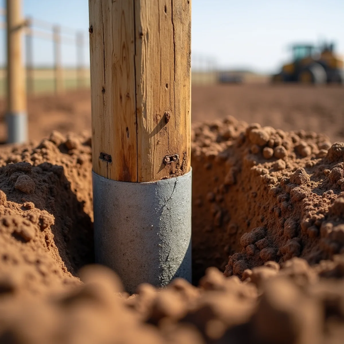 Deep concrete post footing excavation in Pomona Kansas soil