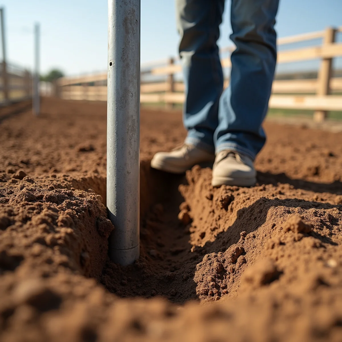 Deep concrete post footing excavation in Reading Kansas soil