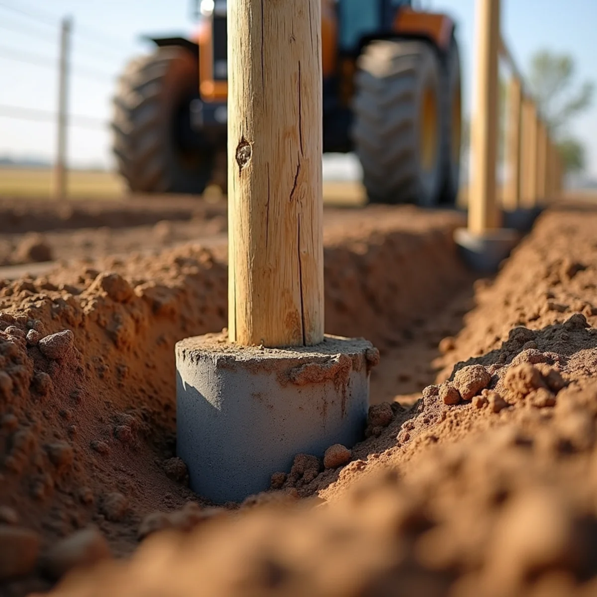 Deep concrete post footing excavation in Waverly Kansas soil