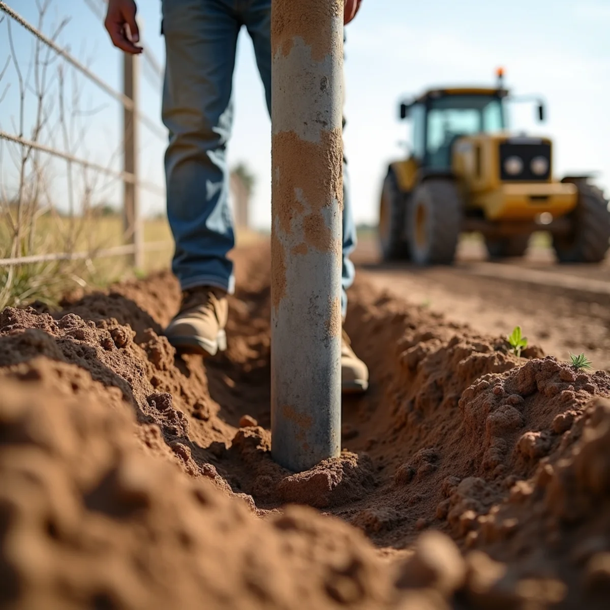 Deep concrete post footing excavation in Woodson County Kansas soil